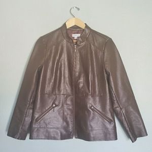 Susan Graver Faux Leather Jacket Size Medium